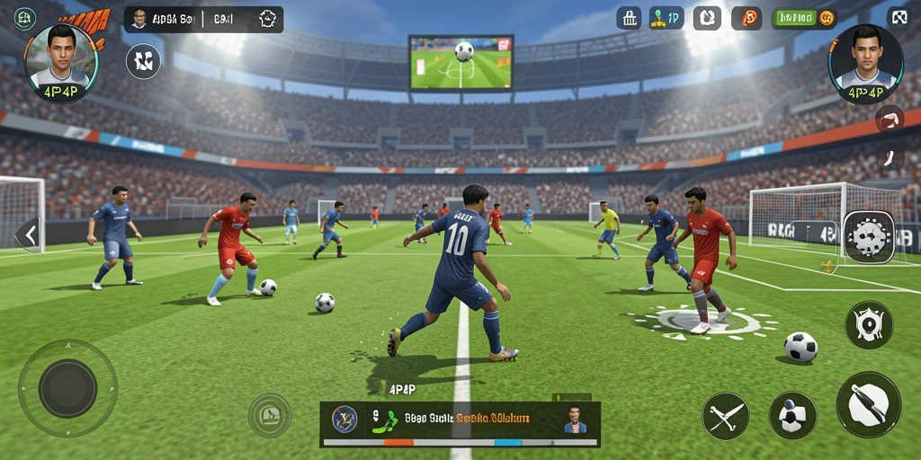 Tampilan gameplay yang seru dalam permainan sepak bola.