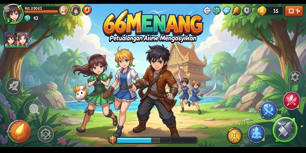 Tangkapan layar gameplay menarik dari 66MENANG yang menampilkan aksi seru dan karakter anime.