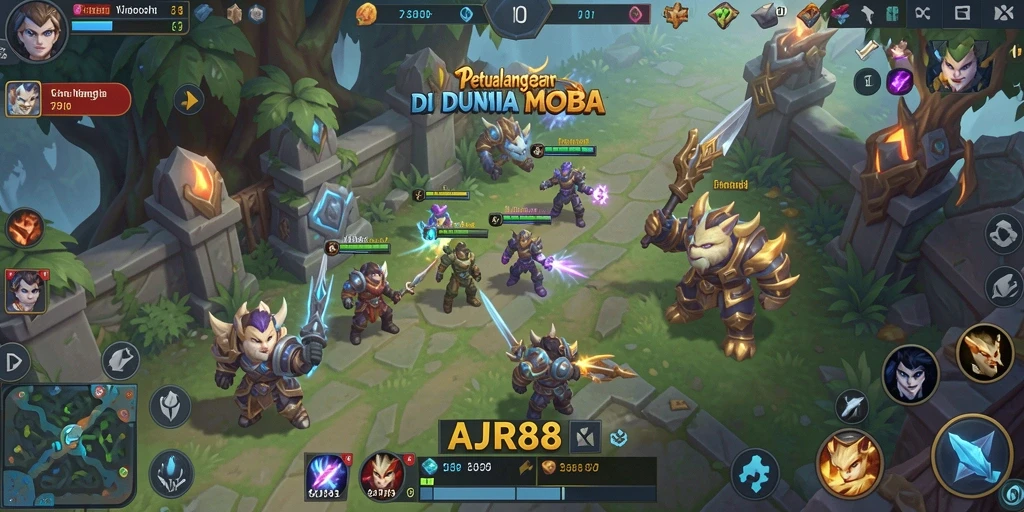 Screenshot AJR88 menampilkan aksi seru dalam pertempuran MOBA.